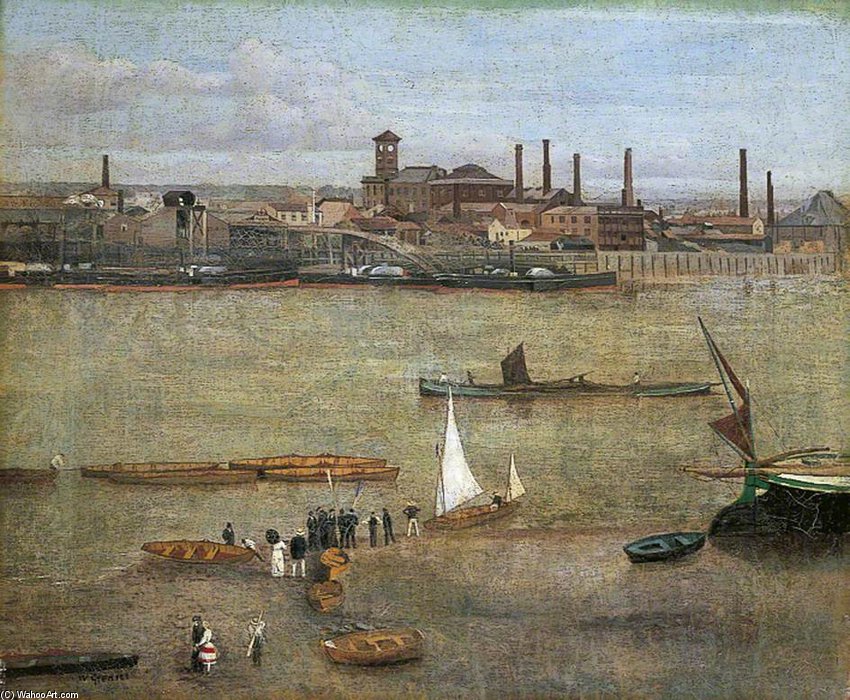 Wikioo.org - The Encyclopedia of Fine Arts - Painting, Artwork by Walter Greaves - The Plumbago Factory, Battersea, London