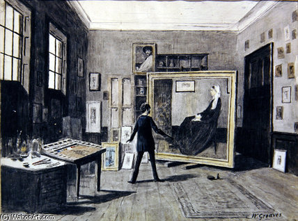 Wikioo.org - The Encyclopedia of Fine Arts - Painting, Artwork by Walter Greaves - Whistler Painting In His Studio