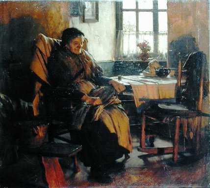 Wikioo.org - The Encyclopedia of Fine Arts - Painting, Artwork by Walter Langley - In The Firelight