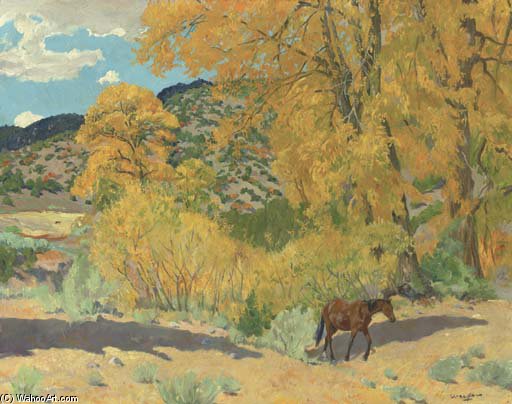 WikiOO.org - Enciklopedija likovnih umjetnosti - Slikarstvo, umjetnička djela Walter Ufer - Autumn In Taos Canyon