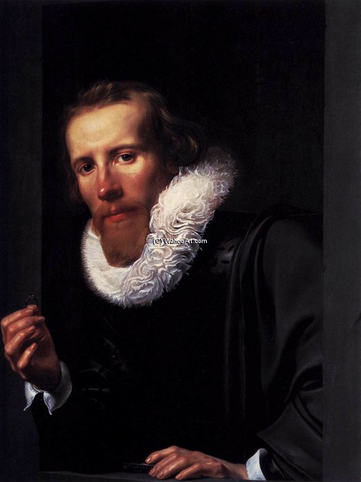 Wikioo.org - The Encyclopedia of Fine Arts - Painting, Artwork by Werner Jacobsz Van Den Valckert - Portrait Of A Man With Ring And Touchstone