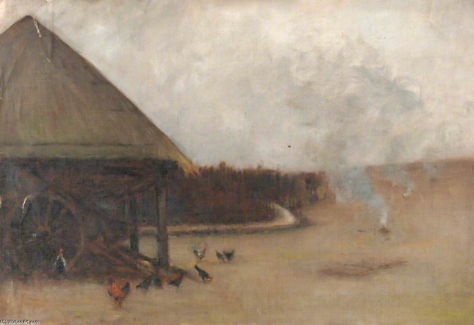 WikiOO.org - Encyclopedia of Fine Arts - Lukisan, Artwork Wilfrid Williams Ball - Farmyard Scene With Poultry