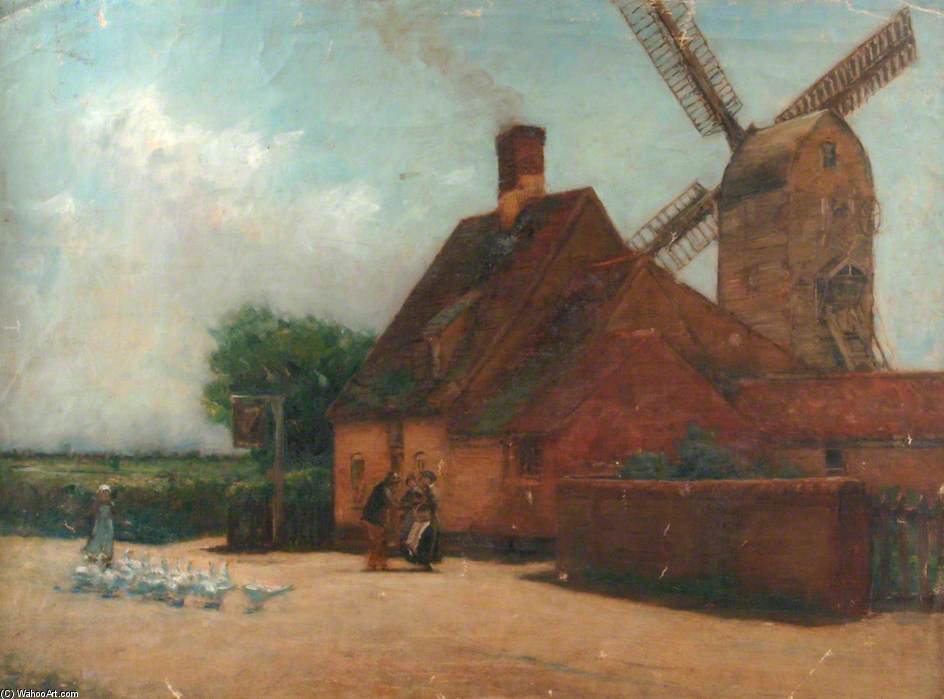 WikiOO.org - Güzel Sanatlar Ansiklopedisi - Resim, Resimler Wilfrid Williams Ball - Windmill And Geese