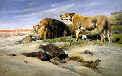 WikiOO.org - Encyclopedia of Fine Arts - Maľba, Artwork Friedrich Wilhelm Kuhnert - Robbers Of The Desert