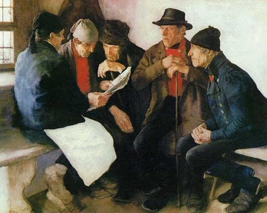Wikioo.org - The Encyclopedia of Fine Arts - Painting, Artwork by Wilhelm Maria Hubertus Leibl - The Village Politicians