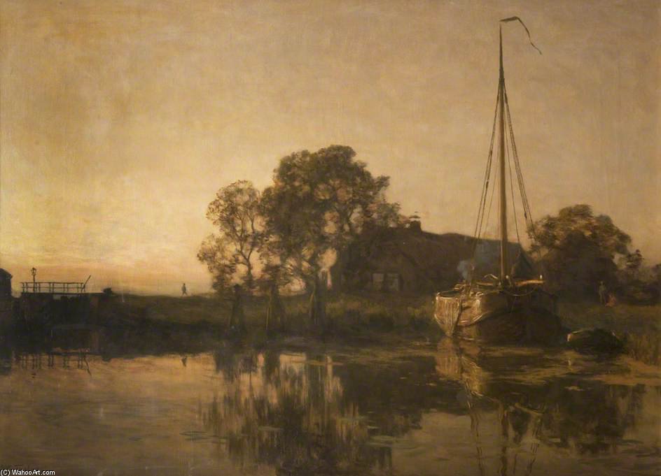 Wikioo.org - The Encyclopedia of Fine Arts - Painting, Artwork by Willem Bastiaan Tholen - Dutch Canal Scene