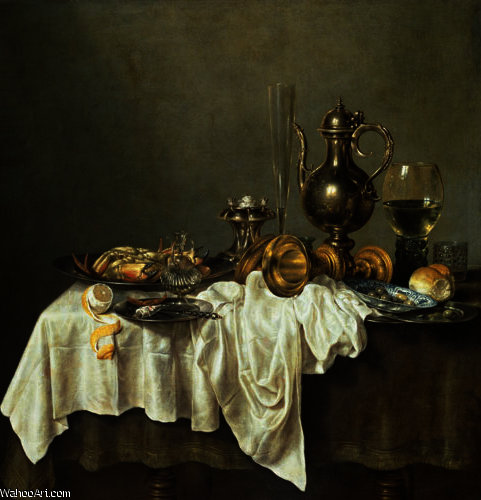 Wikoo.org - موسوعة الفنون الجميلة - اللوحة، العمل الفني Willem Claesz Heda - Breakfast With A Crab