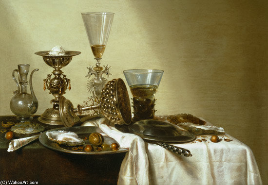 WikiOO.org - אנציקלופדיה לאמנויות יפות - ציור, יצירות אמנות Willem Claesz Heda - Still Life With Oysters And Nuts