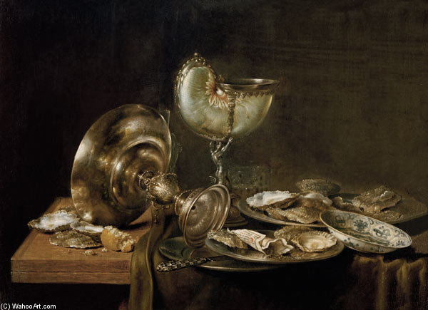 WikiOO.org - Encyclopedia of Fine Arts - Maleri, Artwork Willem Claesz Heda - Still-life With Nautilus Cup