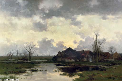 Wikioo.org - The Encyclopedia of Fine Arts - Painting, Artwork by Willem Cornelis Rip - In De Peel, Molens Aan De Oude Maas - Along The River