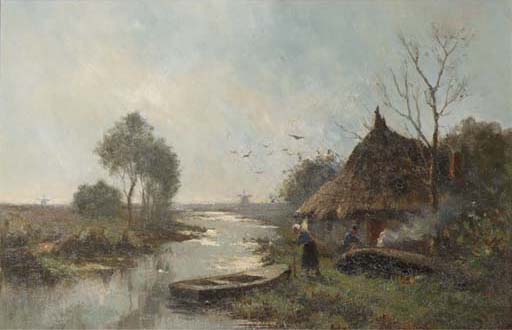 Wikioo.org - The Encyclopedia of Fine Arts - Painting, Artwork by Willem Cornelis Rip - Vroege Morgen; A Polder Landscape