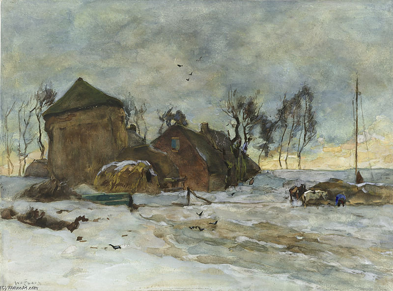Wikioo.org - The Encyclopedia of Fine Arts - Painting, Artwork by Wilhelmus Hendrikus Petrus Johannes Zwart - Winter Landscape