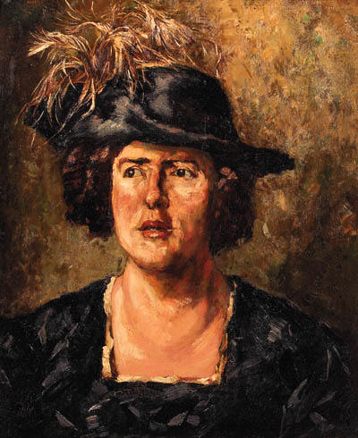Wikioo.org - The Encyclopedia of Fine Arts - Painting, Artwork by Wilhelmus Hendrikus Petrus Johannes Zwart - Portrait Of An Elegant Lady Wearing Feathered Hat