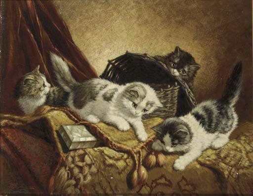 Wikioo.org - The Encyclopedia of Fine Arts - Painting, Artwork by Wilhelmus Hendrikus Petrus Johannes Zwart - The Cat Family