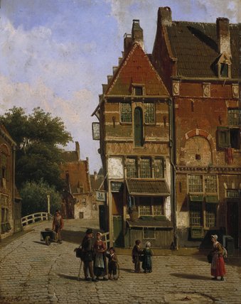 Wikioo.org - The Encyclopedia of Fine Arts - Painting, Artwork by Willem Koekkoek - A Dutch Street Scene