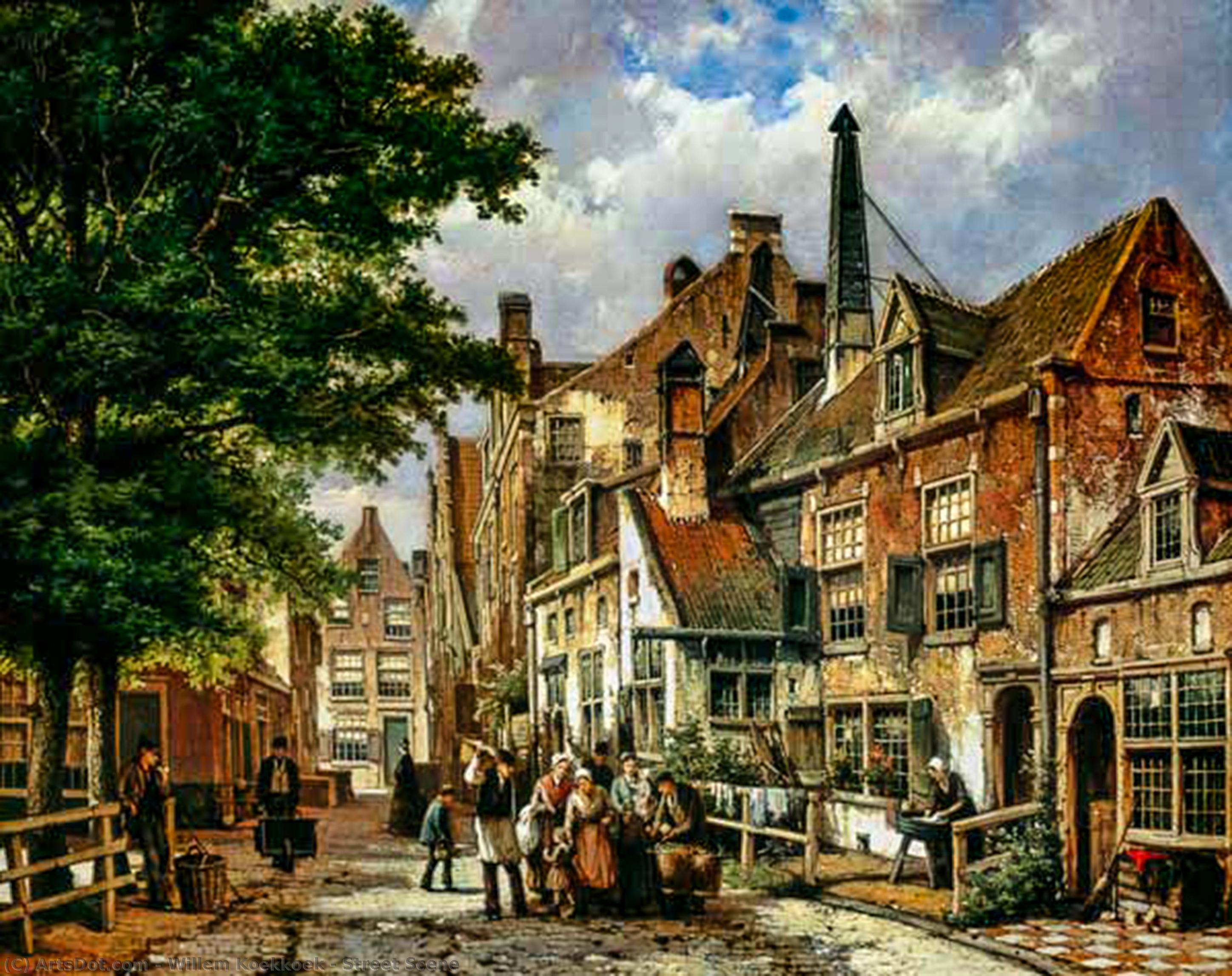 Wikioo.org - The Encyclopedia of Fine Arts - Painting, Artwork by Willem Koekkoek - Street Scene