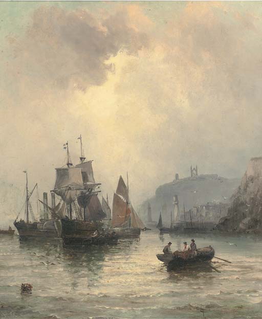 Wikioo.org - สารานุกรมวิจิตรศิลป์ - จิตรกรรม William A. Thornley (Thornbery) - Congestion At The Harbour Mouth, Whitby