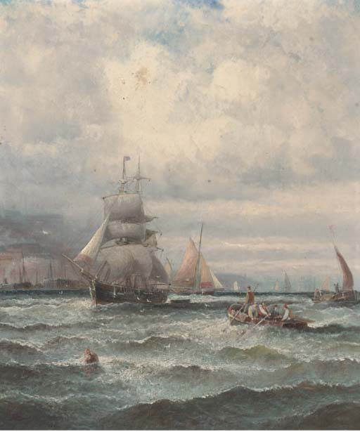 WikiOO.org - Güzel Sanatlar Ansiklopedisi - Resim, Resimler William Thornley - Fishing Vessels And Other Shipping Off Whitby