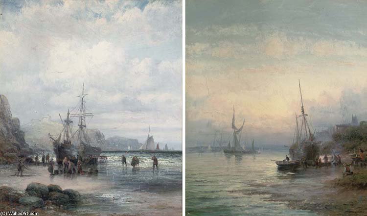 WikiOO.org - Encyclopedia of Fine Arts - Maalaus, taideteos William A. Thornley (Thornbery) - Low Tide, Mouth Of The Medway; And After A Gale