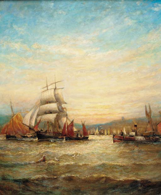 Wikioo.org - The Encyclopedia of Fine Arts - Painting, Artwork by William A. Thornley (Thornbery) - Running Out Of Harbour