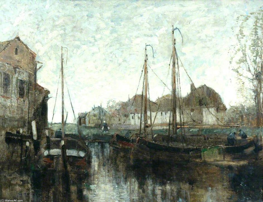 WikiOO.org – 美術百科全書 - 繪畫，作品 William Alfred Gibson - a  荷兰 运河
