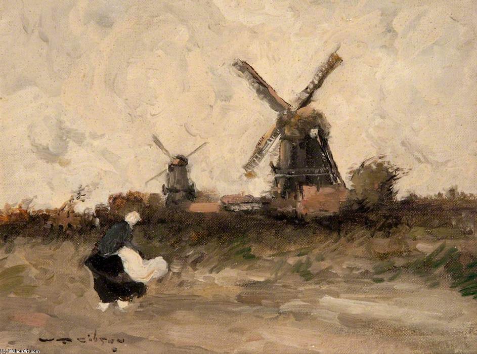 Wikioo.org - The Encyclopedia of Fine Arts - Painting, Artwork by William Alfred Gibson - Windmills