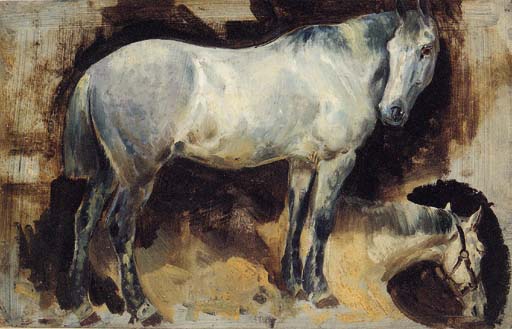 Wikioo.org - The Encyclopedia of Fine Arts - Painting, Artwork by William Arnold Woodhouse - A Study Of A Dapple Grey Hunt