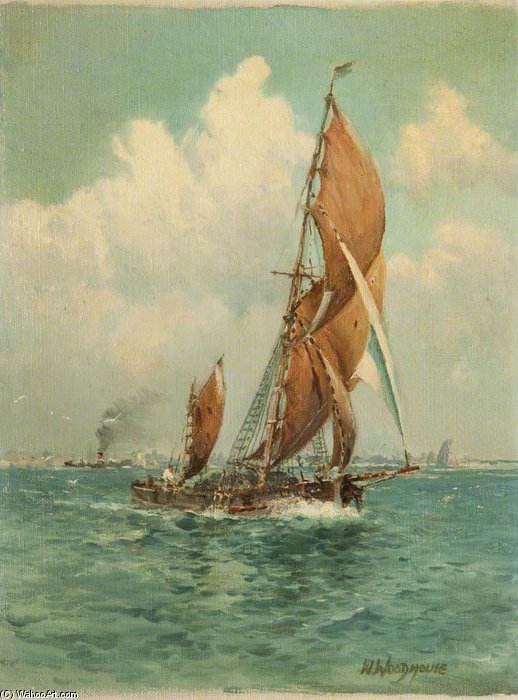 Wikioo.org - The Encyclopedia of Fine Arts - Painting, Artwork by William Arnold Woodhouse - Sailing Ships And Steamer