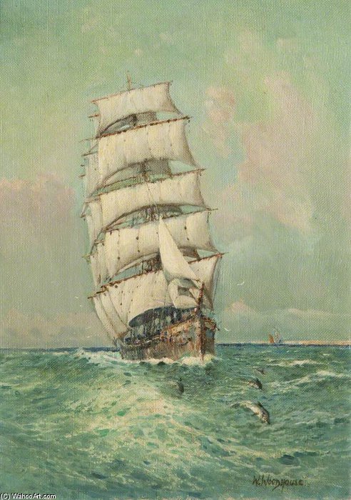 Wikioo.org - สารานุกรมวิจิตรศิลป์ - จิตรกรรม William Arnold Woodhouse - Ship In Full Sail