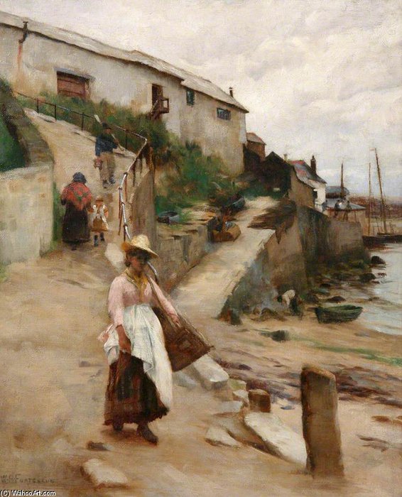 WikiOO.org - 백과 사전 - 회화, 삽화 William Banks Fortescue - Old Newlyn Harbour