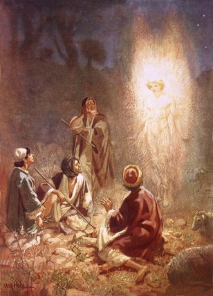 Wikioo.org - The Encyclopedia of Fine Arts - Painting, Artwork by William Brassey Hole - An Angel Announcing To The Shepherds Of Bethlehem