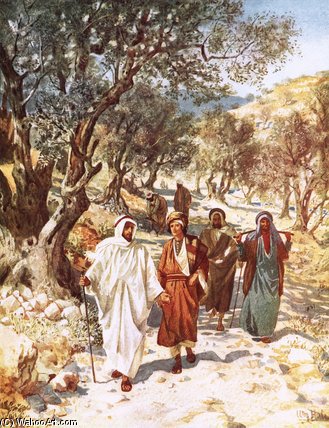 Wikioo.org - The Encyclopedia of Fine Arts - Painting, Artwork by William Brassey Hole - Jesus And His Disciples Travelling Into Galilee