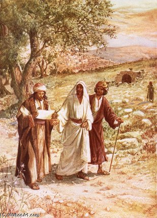 Wikioo.org - The Encyclopedia of Fine Arts - Painting, Artwork by William Brassey Hole - Jesus Appearing To Two Disciples On The Road To Emmaus