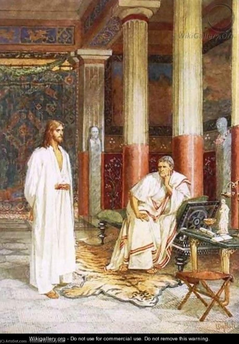 WikiOO.org - Enciklopedija likovnih umjetnosti - Slikarstvo, umjetnička djela William Brassey Hole - Jesus Being Interviewed Privately By Pontius Pilate