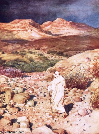 WikiOO.org - Encyclopedia of Fine Arts - Lukisan, Artwork William Brassey Hole - Jesus Being Led Into The Wilderness To Be Tempted