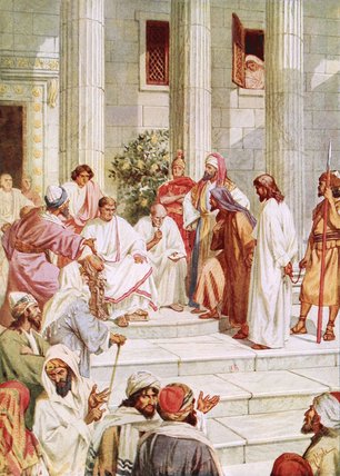 Wikioo.org - The Encyclopedia of Fine Arts - Painting, Artwork by William Brassey Hole - Jesus Brought Before Pilate