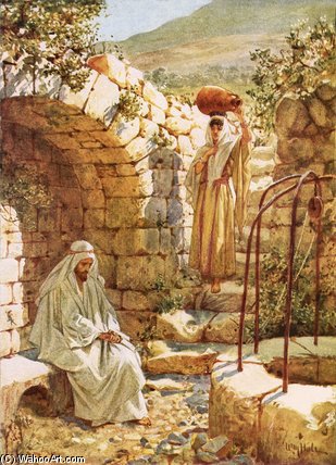 Wikioo.org - The Encyclopedia of Fine Arts - Painting, Artwork by William Brassey Hole - Jesus Resting By Jacob's Well