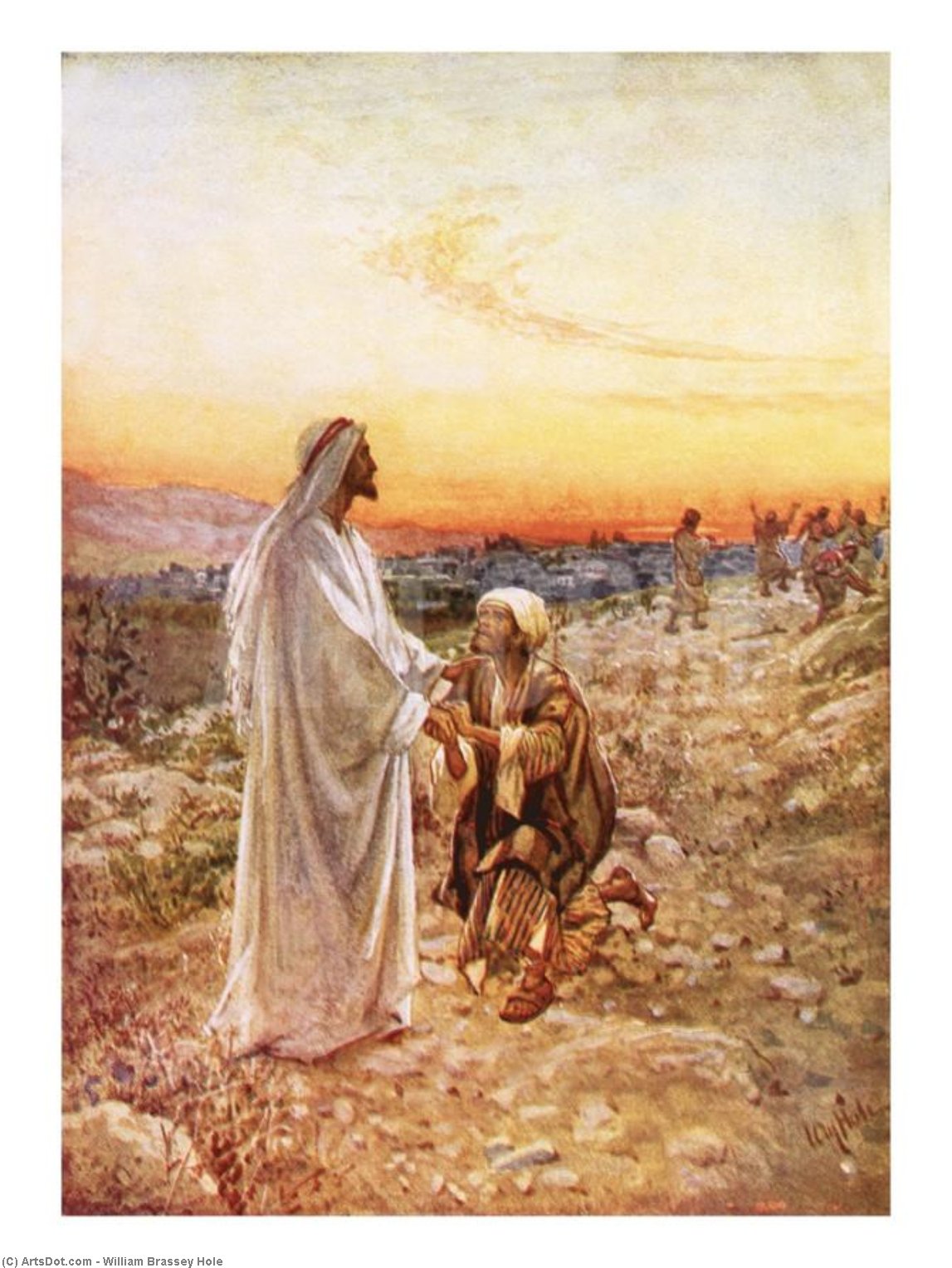 WikiOO.org - Enciclopédia das Belas Artes - Pintura, Arte por William Brassey Hole - Jesus Withe The One Leper Who Returned To Give Thanks