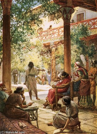 Wikioo.org - The Encyclopedia of Fine Arts - Painting, Artwork by William Brassey Hole - Nathan The Prophet Denounces The Sin Of David