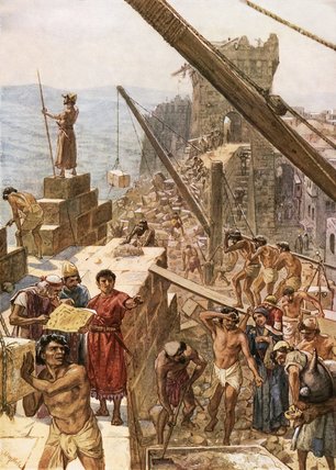 Wikioo.org - The Encyclopedia of Fine Arts - Painting, Artwork by William Brassey Hole - Rebuilding The Wall Of Jerusalem Under Nehemiah