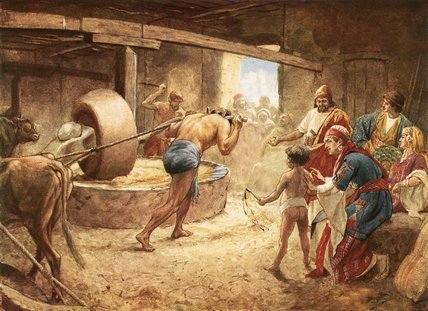 Wikioo.org – La Enciclopedia de las Bellas Artes - Pintura, Obras de arte de William Brassey Hole - Samson molienda en prisión a Gaza