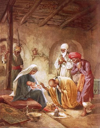Wikioo.org - The Encyclopedia of Fine Arts - Painting, Artwork by William Brassey Hole - Three Kings Worshipping Christ