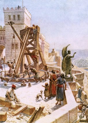 WikiOO.org - 백과 사전 - 회화, 삽화 William Brassey Hole - Uzziah Erects Engines Of War On The Walls Of Jerusalem