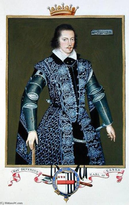 Wikioo.org - The Encyclopedia of Fine Arts - Painting, Artwork by Sarah Countess Of Essex - Portrait Of Robert Devereux 2nd Earl Of Essex From 'memoirs Of The Court Of Queen Elizab