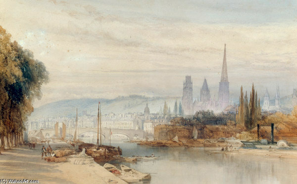 Wikioo.org - The Encyclopedia of Fine Arts - Painting, Artwork by William Callow - View Of Rouen On The Seine