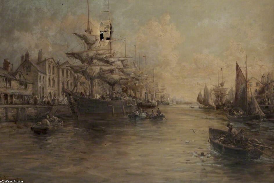 WikiOO.org - Encyclopedia of Fine Arts - Maleri, Artwork William Edward Webb - Ship And Boats