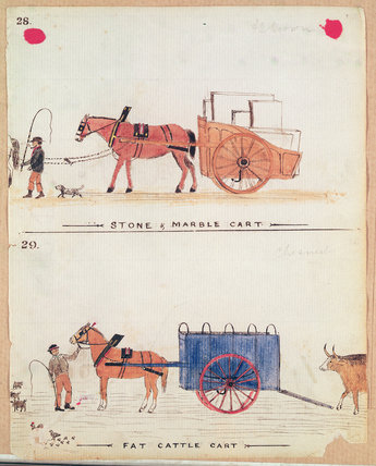 Wikioo.org - Encyklopedia Sztuk Pięknych - Malarstwo, Grafika William Francis Freelove - Stone And Marble Cart And Fat Cattle Cart