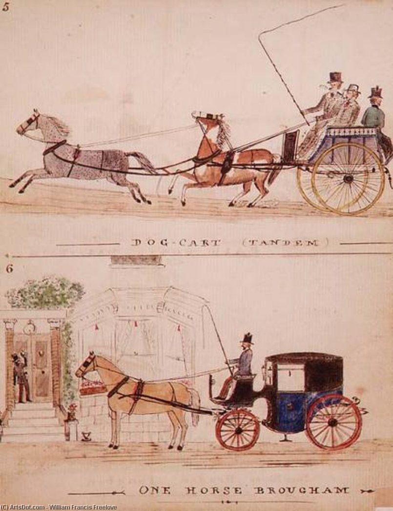 Wikioo.org – L'Enciclopedia delle Belle Arti - Pittura, Opere di William Francis Freelove - il cane Carrello e il un cavallo brougham