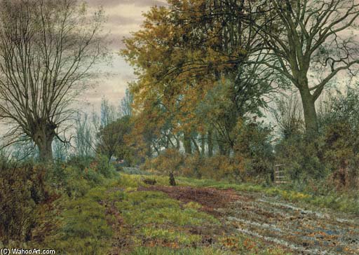 Wikioo.org - สารานุกรมวิจิตรศิลป์ - จิตรกรรม William Fraser Garden - Rabbits On A Country Path