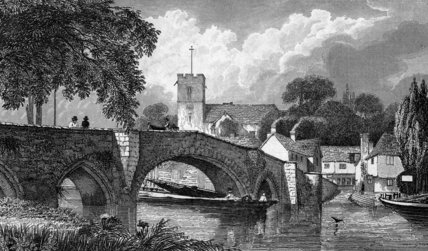 Wikioo.org - The Encyclopedia of Fine Arts - Painting, Artwork by William Henry Bartlett - Aylesford Church And Bridge
